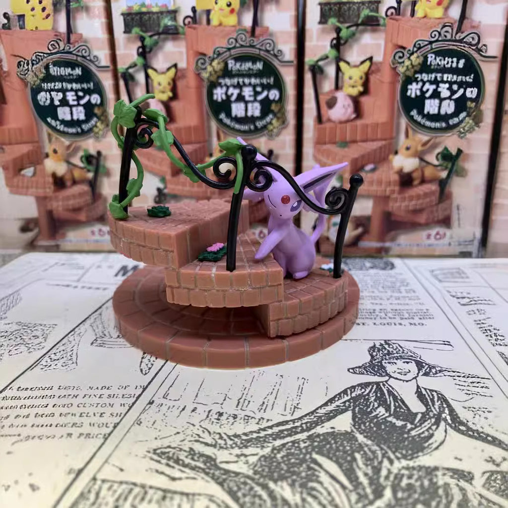 Pokemon Retro Spiral Brick Staircase Multi‑Character Diorama Statue
