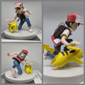 Pokemon Ash Ketchum And Pikachu Crouching Battle Scene Diorama Statue