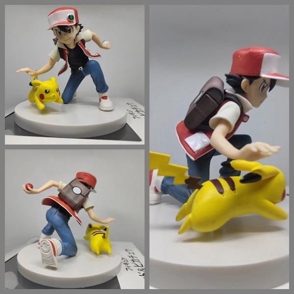 Pokemon Ash Ketchum And Pikachu Crouching Battle Scene Diorama Statue