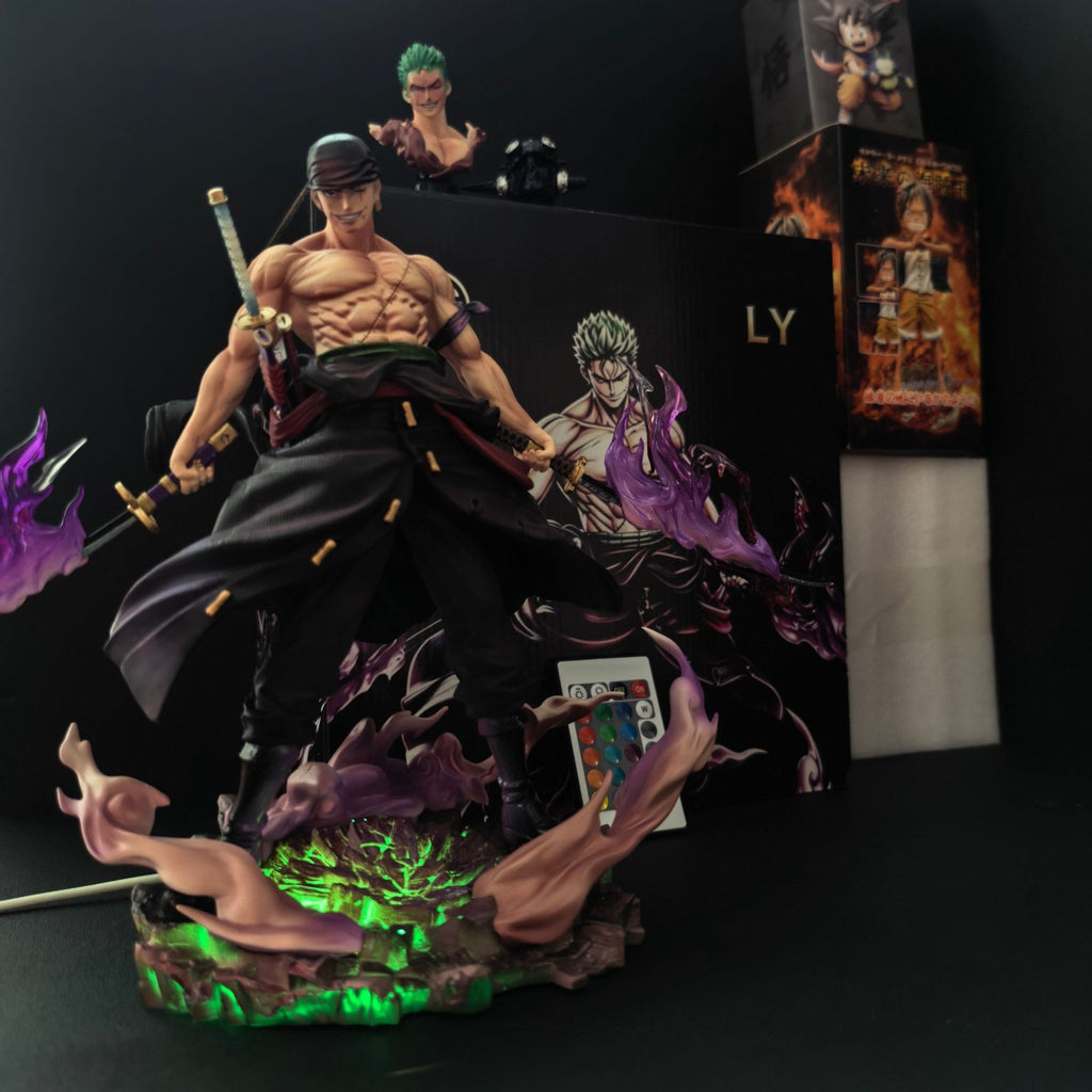 One Piece Roronoa Zoro Sky Painting Yama Double Headed Carving Battle Scene Model Ornament Box Set Handmade