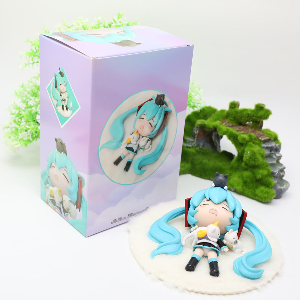 Hatsune Miku lying down cat cute chibi figure