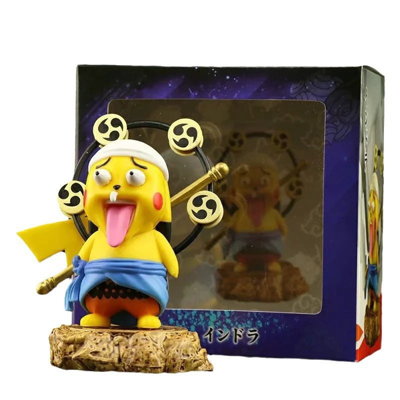 Pokemon × One Piece × Naruto Crossover Pikachu Cos Enel & Uchiha Sasuke GK Statue Set