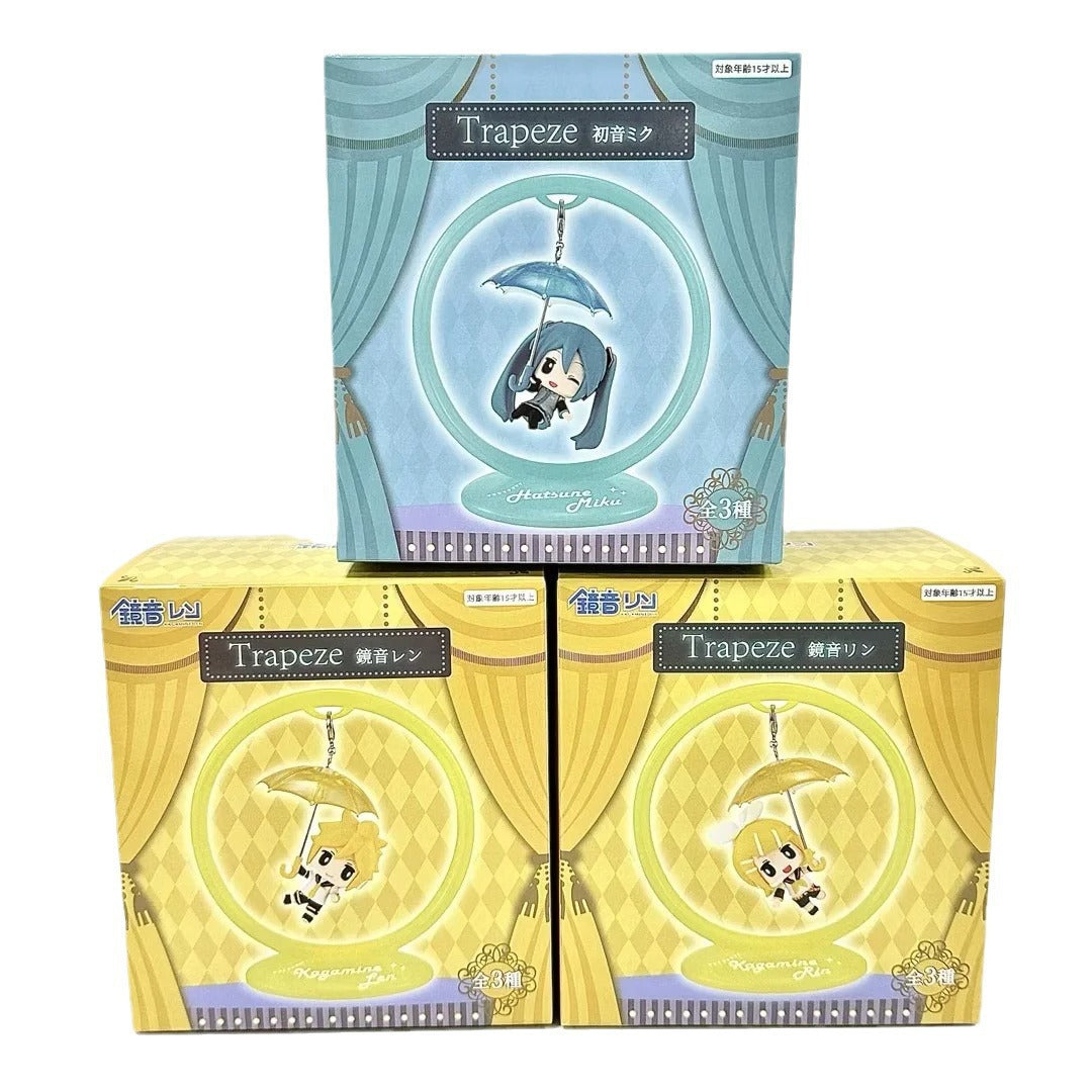 3pcs Hatsune Miku Kagamine Rin Len swing umbrella chibi figure set