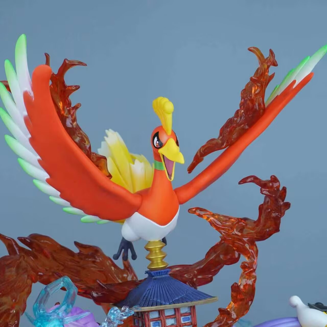 Pokemon Johto Legendary Quartet Ho‑Oh Suicune Raikou Entei Five‑Story Pagoda Diorama Statue