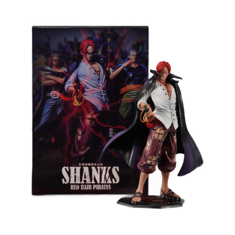 One Piece GK Dragon Tiger Shanks Red Hair Top War Four Emperors Standing Position Ornament Model Box Set Handmade