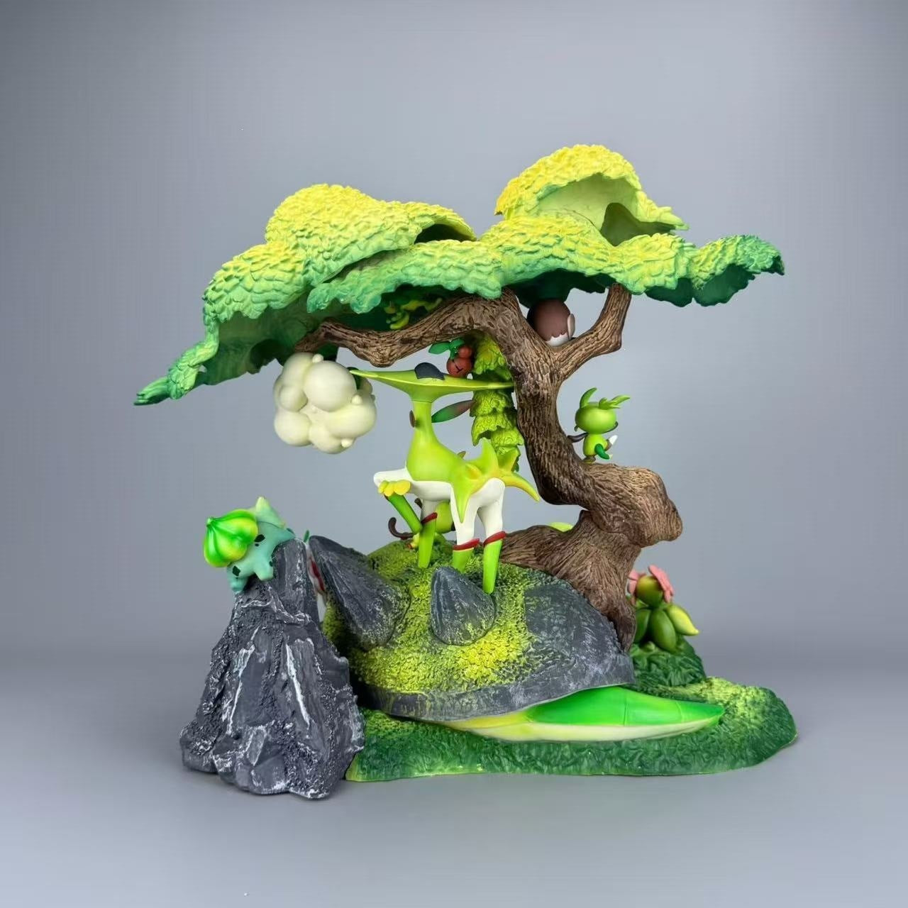 Pokemon Grass type family forest diorama figure