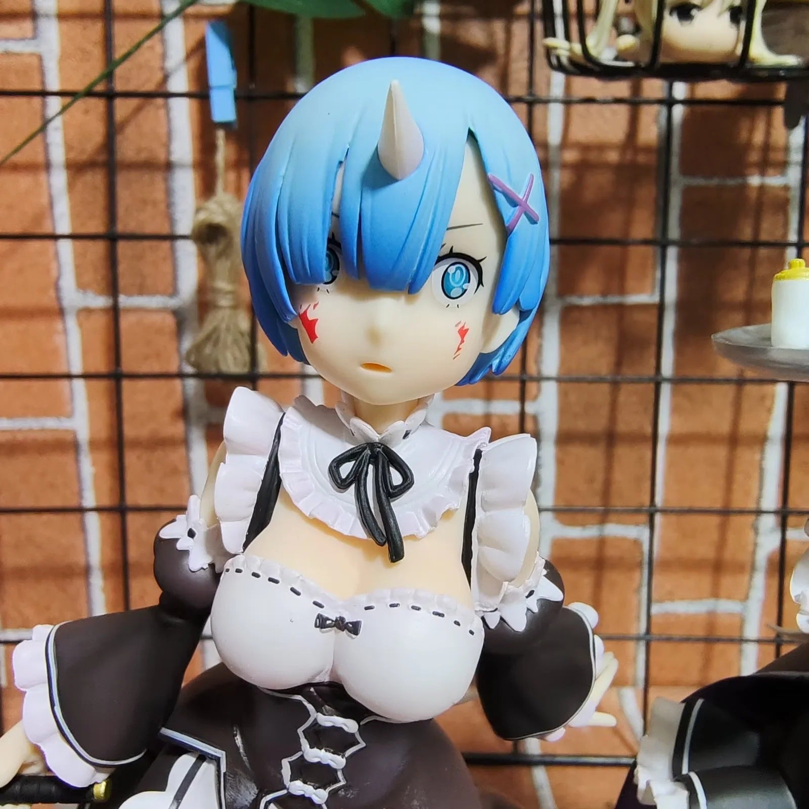 Re:Zero Rem Maid Demon Horn & Tea Tray GK Statue Set