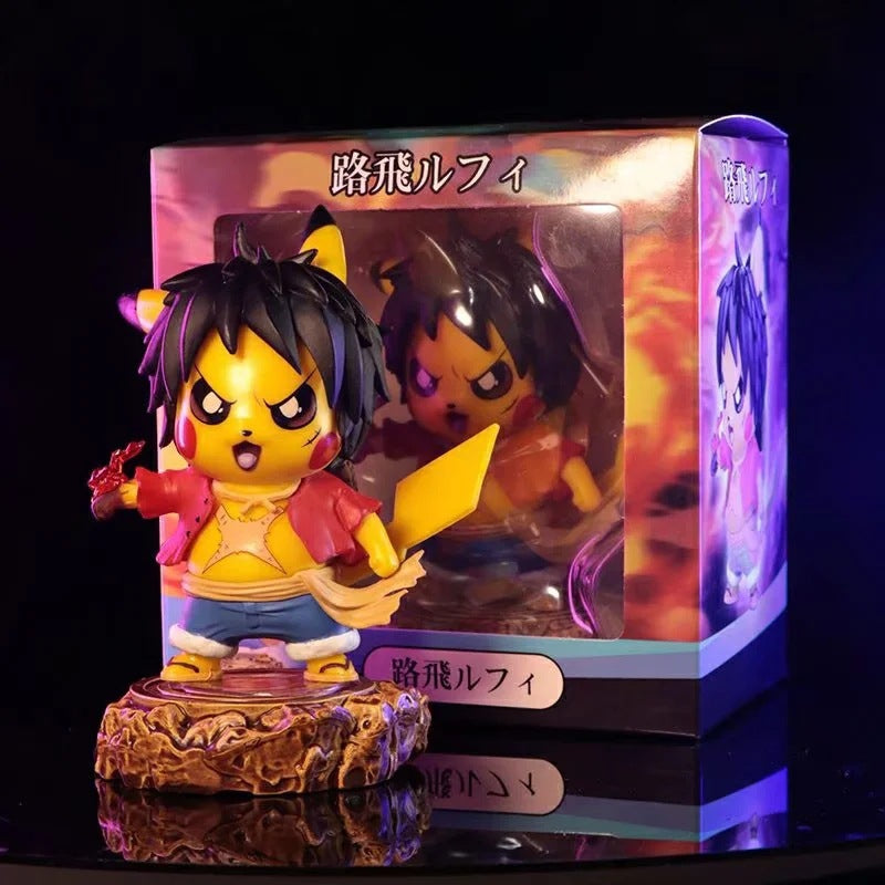 Pokemon × One Piece Crossover Pikachu Cos Luffy & Portgas D. Ace GK Statue Set