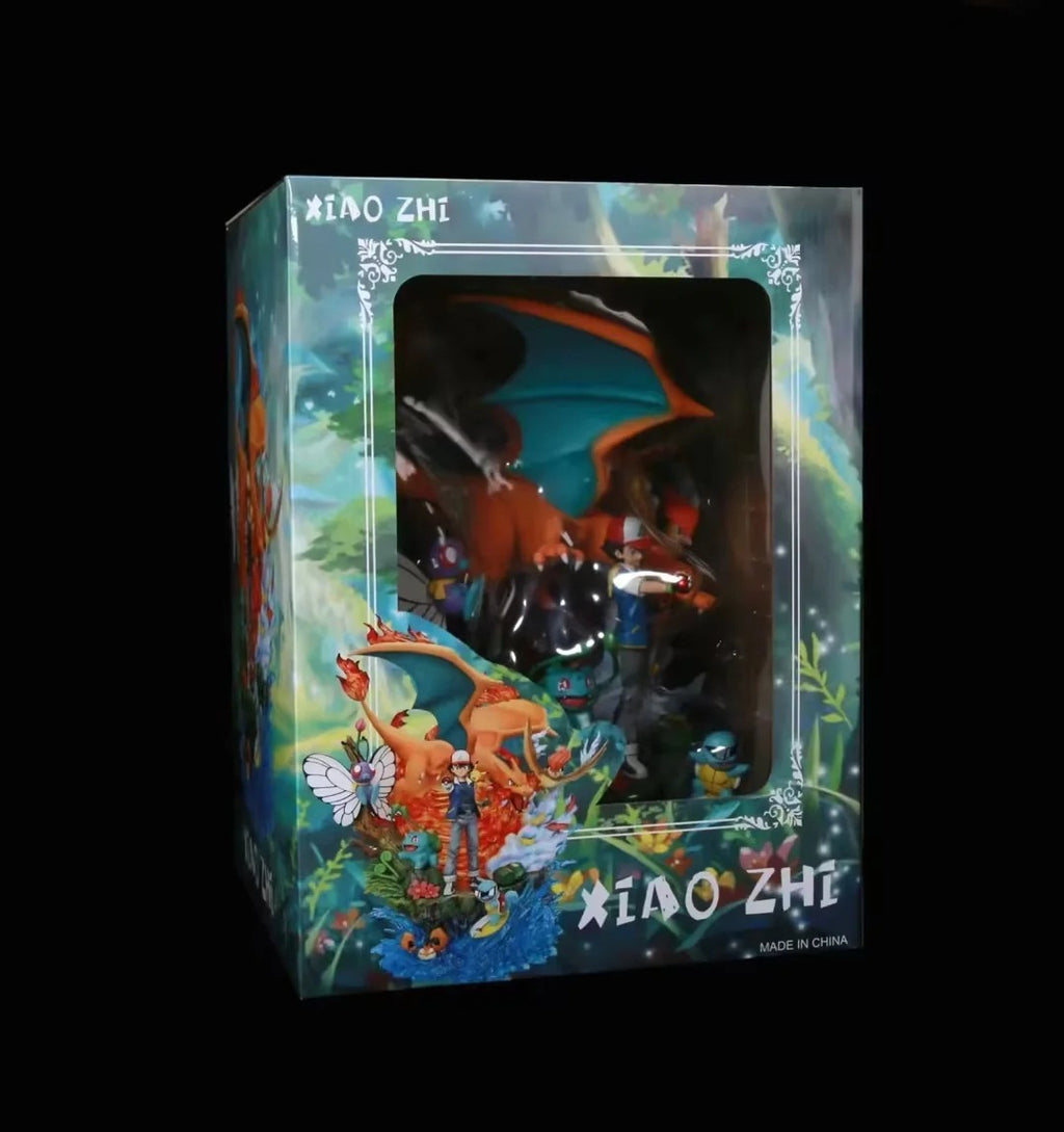 Pokemon Ash Kanto Starter Full Team Light‑Up GK Diorama Statue