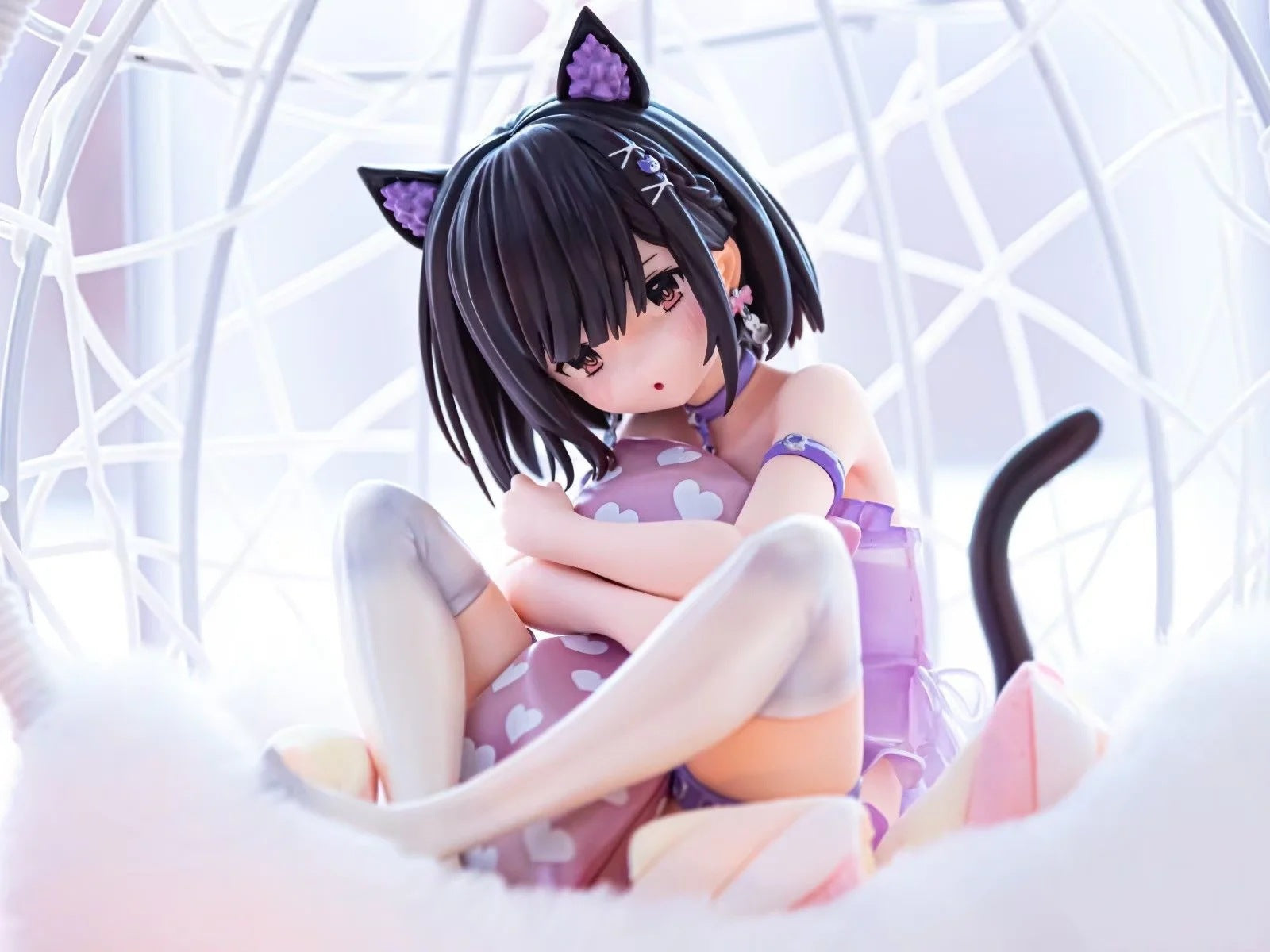 anime cat girl figure purple lingerie