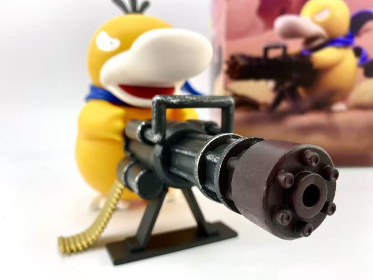 Pokemon Fan‑art psyduck machine gun pvc statue