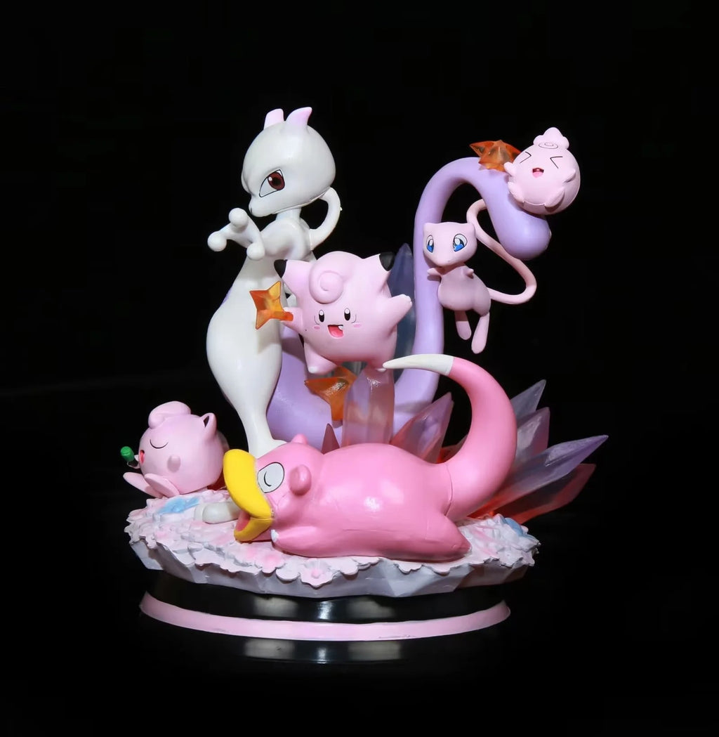 Pokemon Mewtwo with Jigglypuff Slowpoke GK Diorama Statue