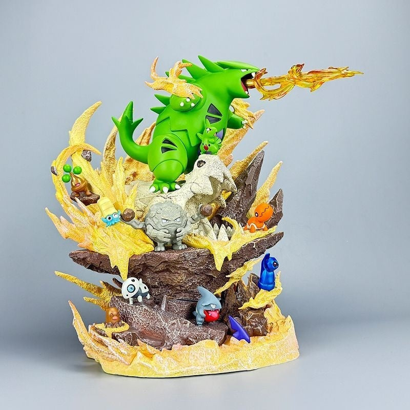 Pokemon Tyranitar evolution diorama statue