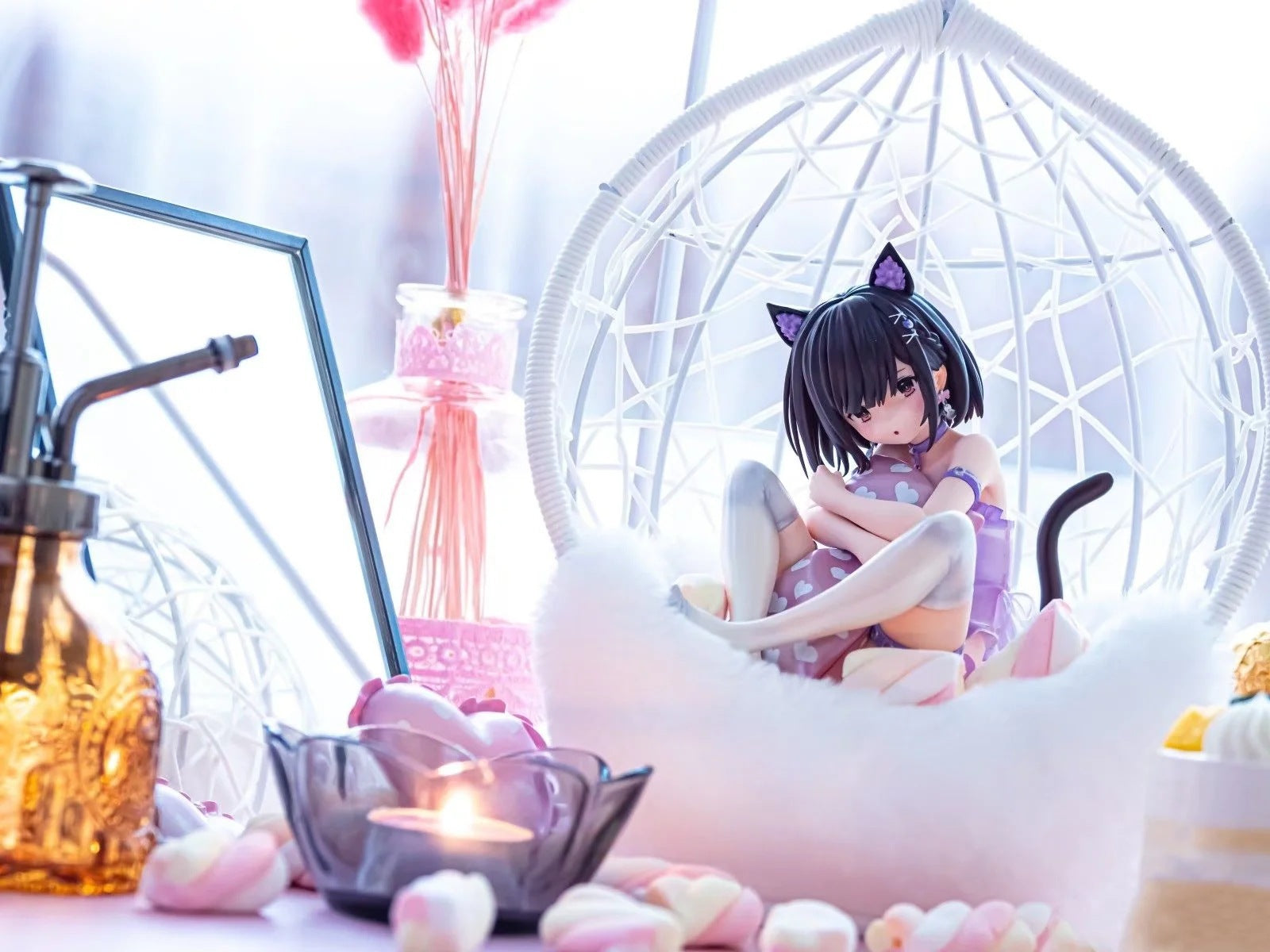 anime cat girl figure purple lingerie