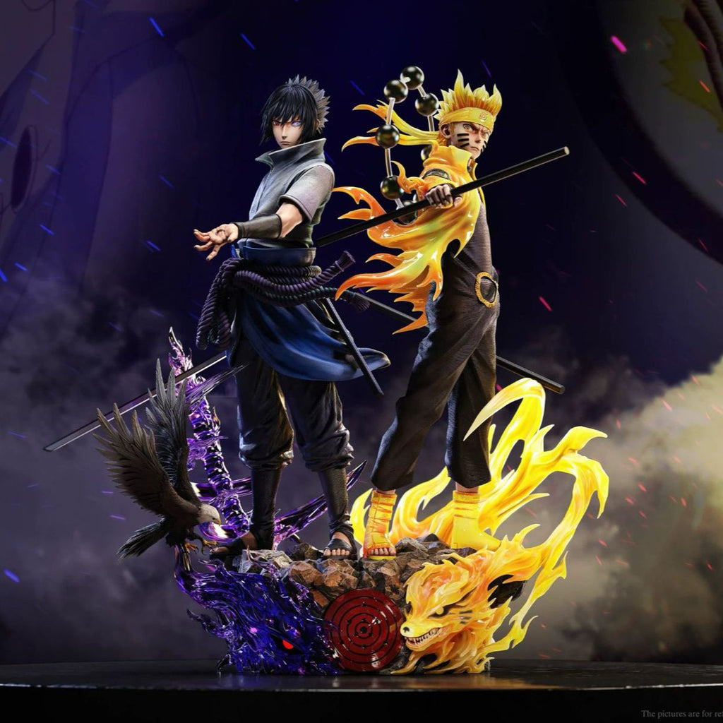 Naruto Sasuke Naruto Uzumaki Oxygen deficient New Three Ninja Resonance Model Statue Ornament Box Set Handmade