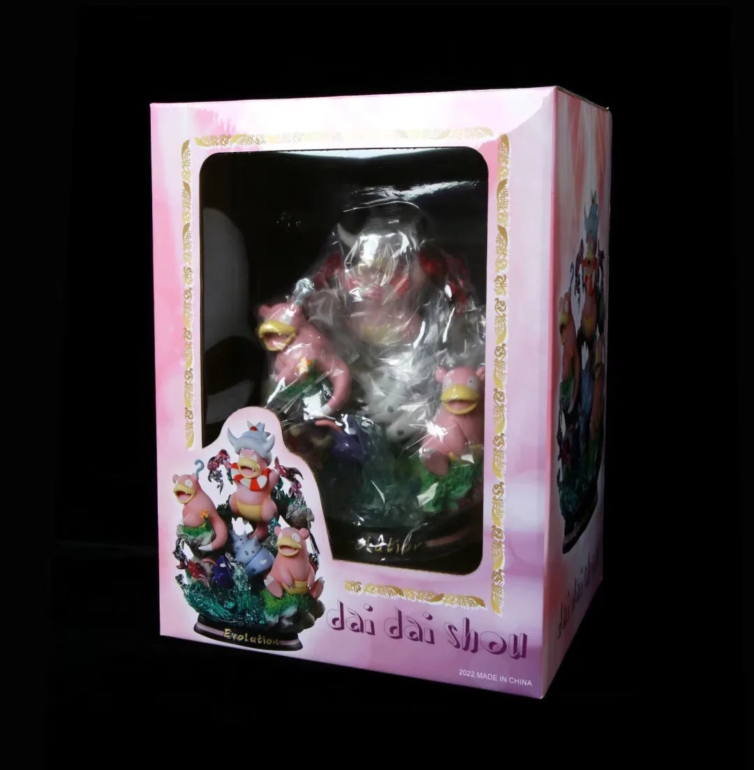 Pokemon Mega Charizard X / Slowpoke Evolution Scene GK Statue 2‑Set
