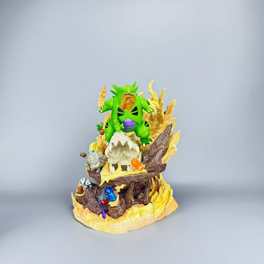 Pokemon Tyranitar evolution diorama statue