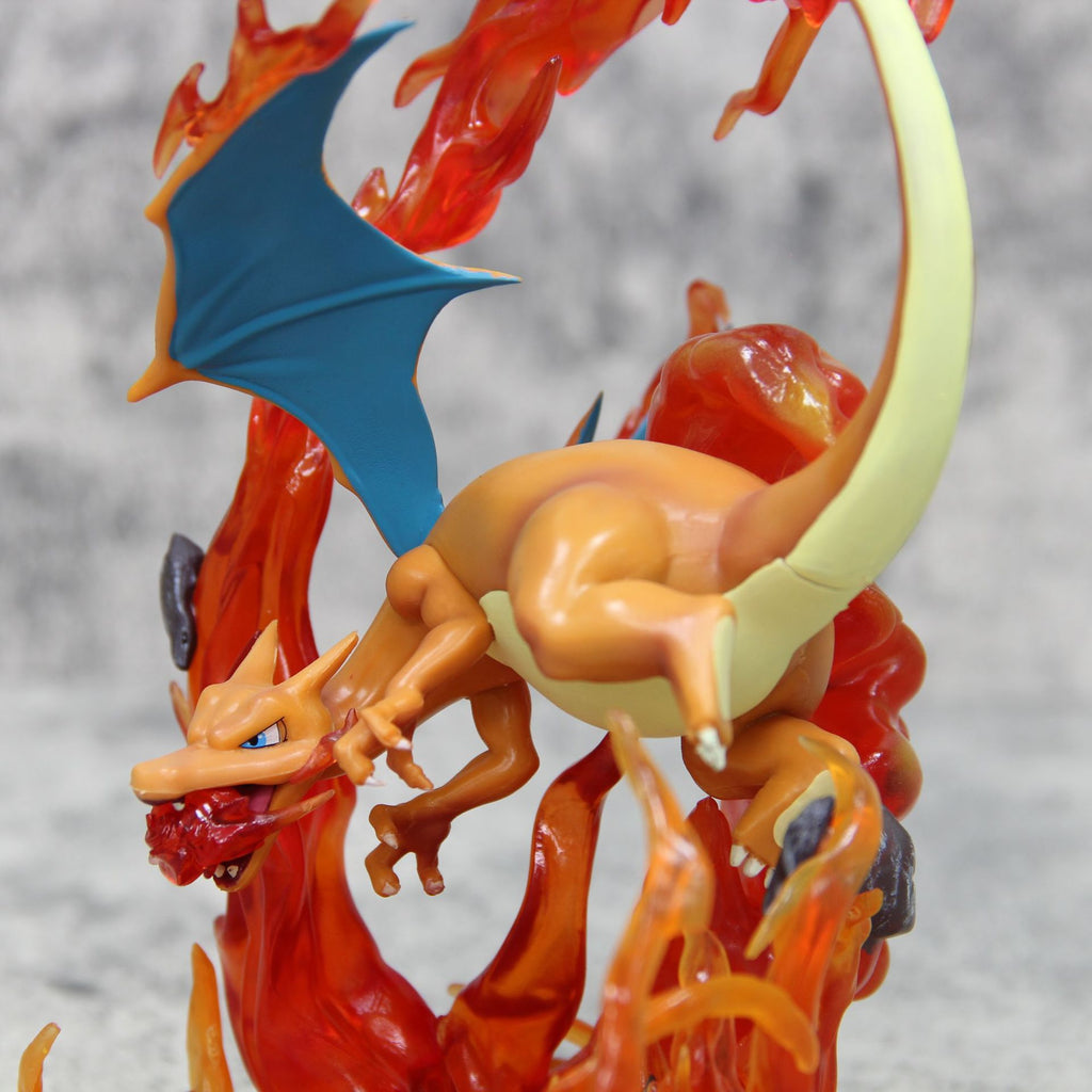 Pokemon Charizard Normal And Shiny Color Fire Flame Effect Diorama Statue Set