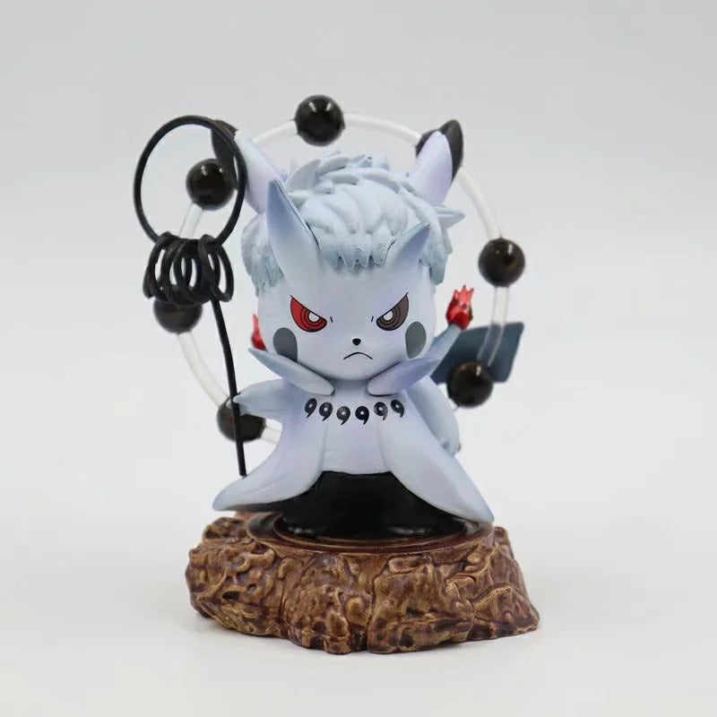 Pokemon × Naruto Crossover Pikachu Cos Obito / Madara / Naruto Six Paths GK Statue