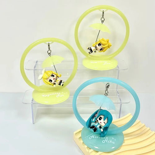 3pcs Hatsune Miku Kagamine Rin Len swing umbrella chibi figure set
